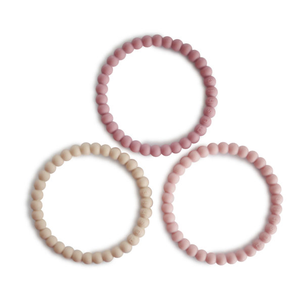 Beißring Armband Pearl Linen/Peony/Pale Pink