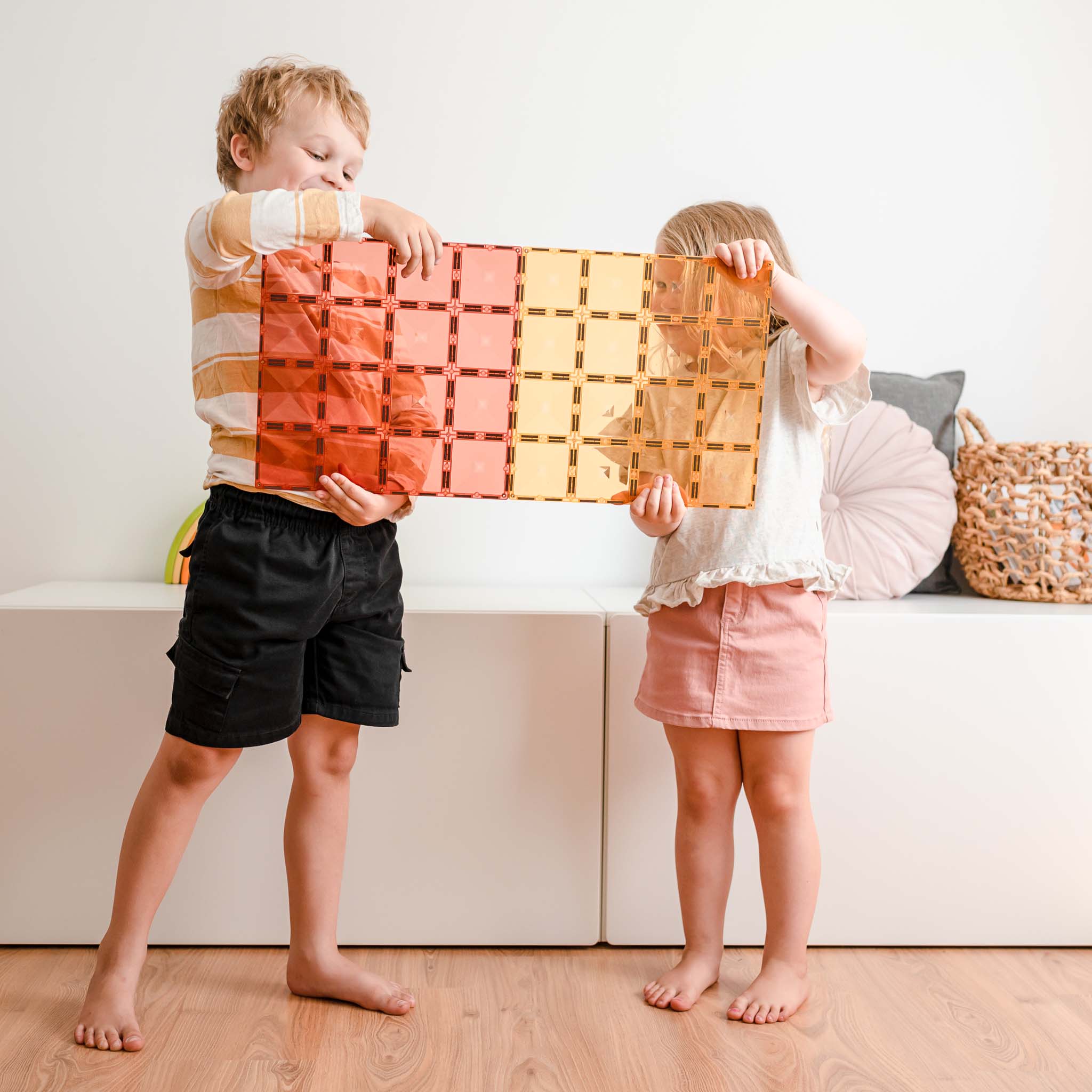 Magnetbausteine Basisplatten Pastel Lemon und Peach 2tlg.