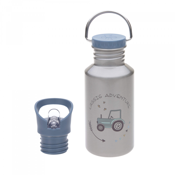 Trinkflasche Edelstahl 500ml Adventure Traktor Blau