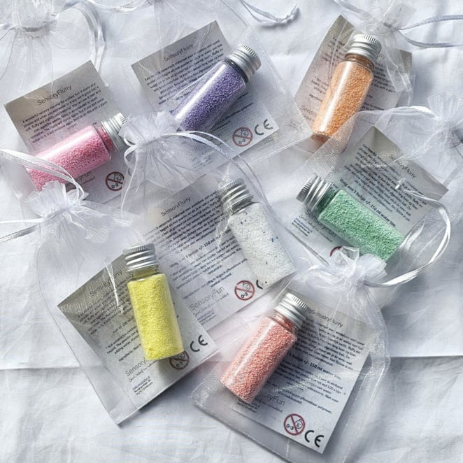 Sensorik Schneepulver Weiß mit Glitzer