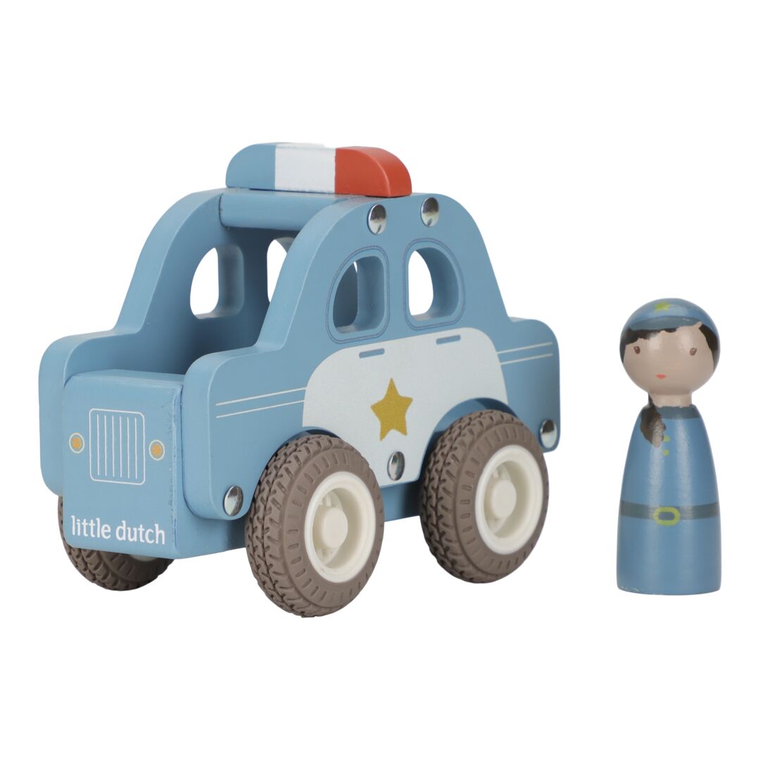Polizeiwagen mit Holzpuppe