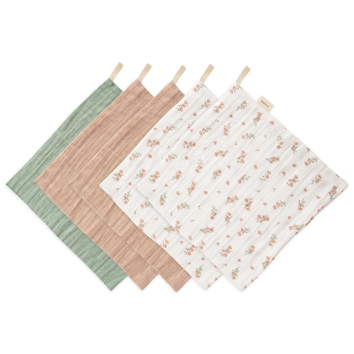 Waschlappen Set Musselin Pink Flowers Waschlappen Set Musselin Pink Flowers