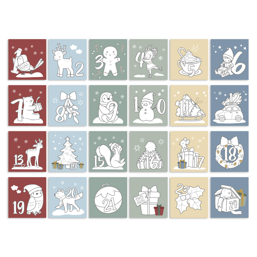 Weihnachts Countdown Kalender Malbuch